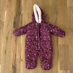 Purple Floral Snowsuit Size 12 Month